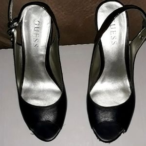 Guess Black/Zebra platform ankle strap